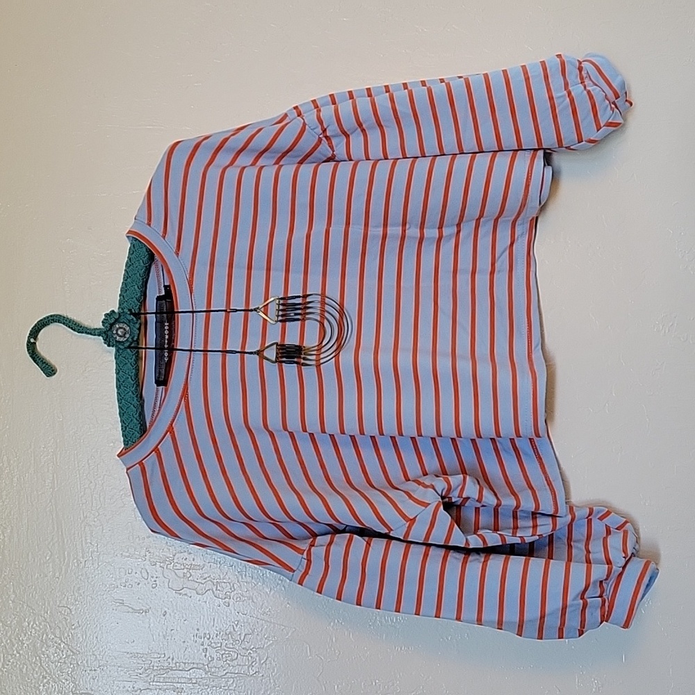 Code x Mode Striped Crop Balloon Sleeve Top